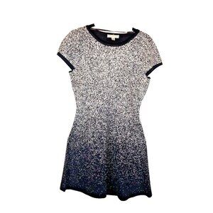 London Times Womens P Med  Black White Ombre Speckled Short Pullover Knit Dress